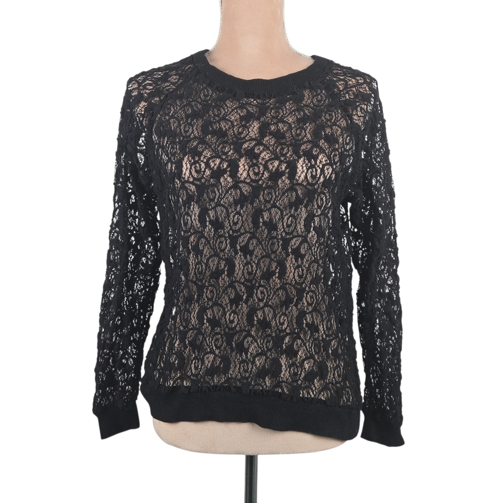 Rebecca Taylor Black Lace Top Sheer Unlined Size Medium